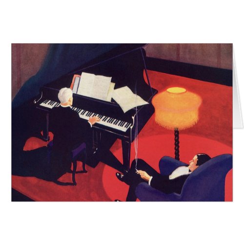 Vintage Art Deco Music Lounge Piano Player Pianist