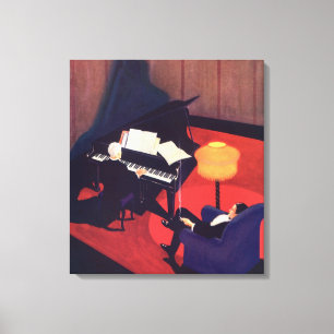 Vintage Art Deco Music Lounge Piano Player Pianist Canvas Print