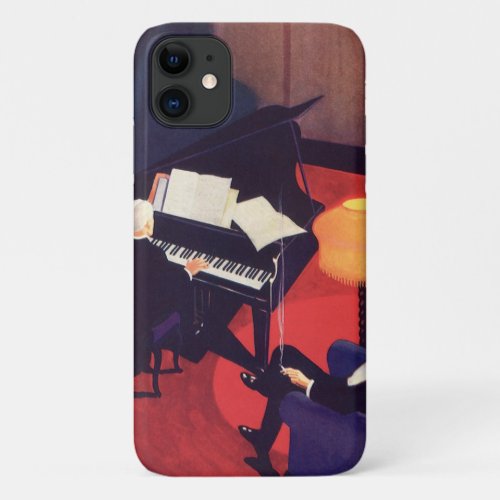 Vintage Art Deco Music Lounge Piano Player Pianist iPhone 11 Case