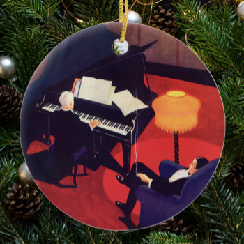 Vintage Art Deco Music Lounge Piano Player Pianist Ceramic Ornament by YesterdayCafe at Zazzle