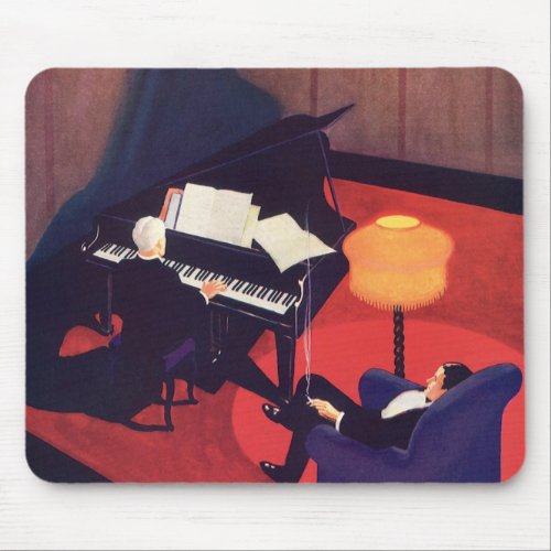 Vintage Art Deco Music Lounge Piano Player Pianist Mouse Pad