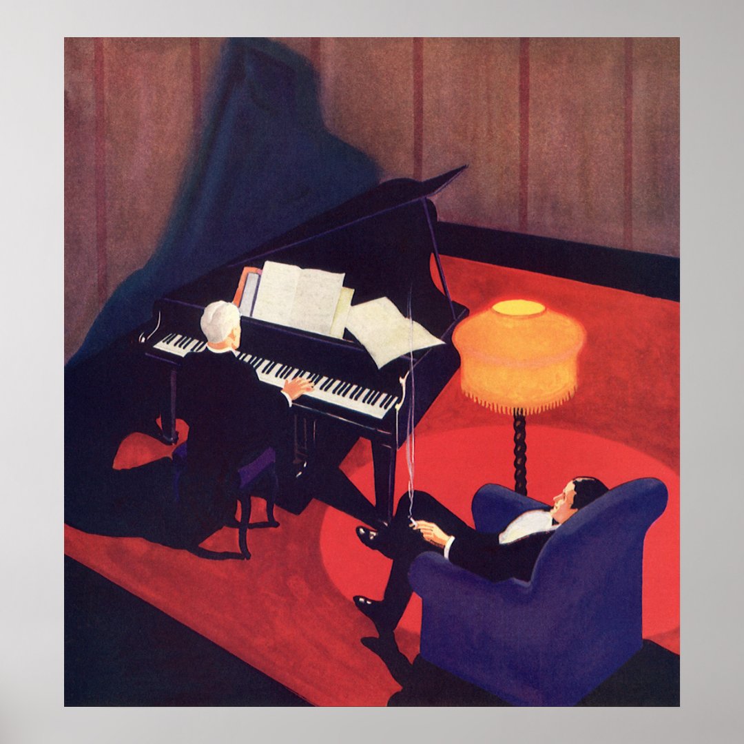 Vintage Art Deco Music Lounge Piano Player Pianist Poster | Zazzle