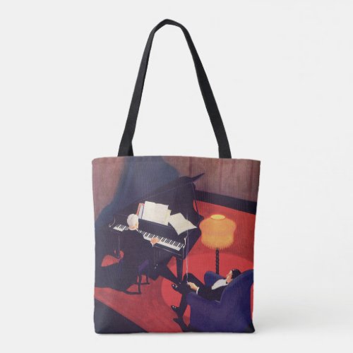 Vintage Art Deco Music Lounge Piano Player Pianist Tote Bag