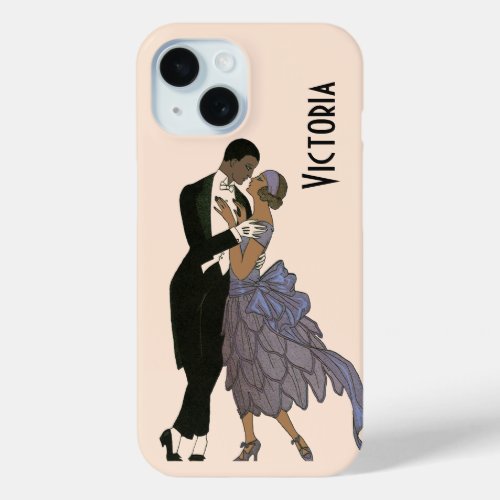Vintage Art Deco Newlyweds Bride and Groom Dance iPhone 15 Case
