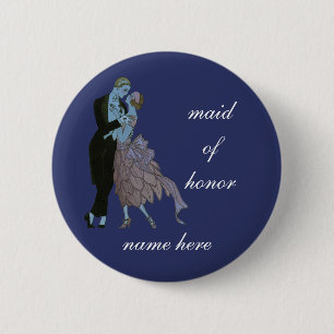 Vintage Art Deco Newlyweds, Love Wedding Dance Button