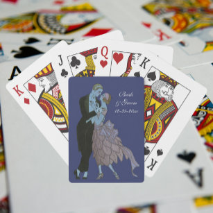Vintage Art Deco Newlyweds, Love Wedding Dance Playing Cards