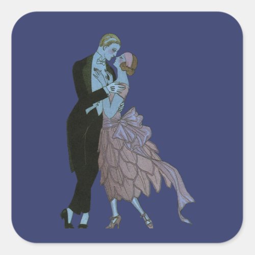 Vintage Art Deco Newlyweds Love Wedding Dance Square Sticker