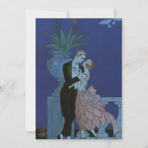 Vintage Art Deco Newlyweds, Oui by George Barbier Announcement