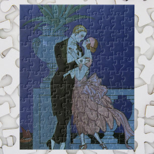 Vintage Art Deco Newlyweds, Oui by George Barbier Jigsaw Puzzle