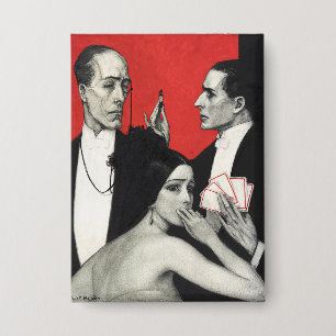 Vintage Art Deco Noir Mystery Poker Benda Art Button