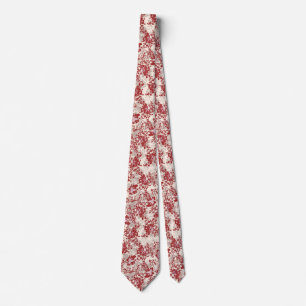 Vintage Art Deco Ornamental Floral Red Neck Tie