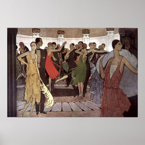 Vintage Art Deco Paris Night Dance Hall by Orazi Poster