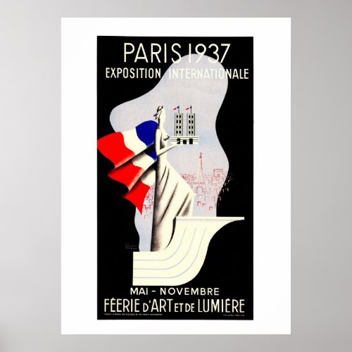 Vintage art deco Paris World expo 1937 53 x 73 Poster