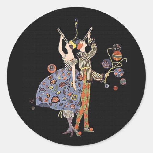 Vintage Art Deco Party Goers WW1 Classic Round Sticker