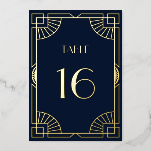 Vintage Art Deco Pattern Gold Wedding Table Number