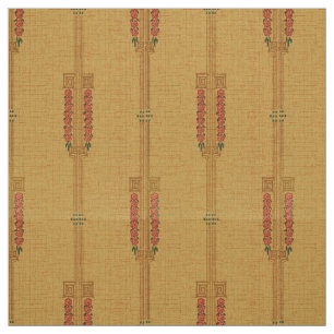 Vintage Art Deco Pink Flowers Pattern Fabric