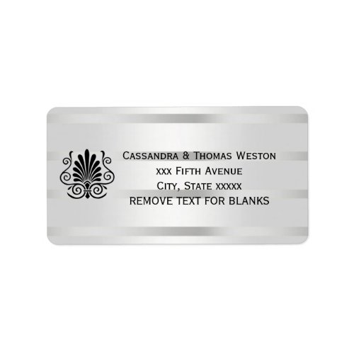 Vintage Art Deco Plume Black White Address Label