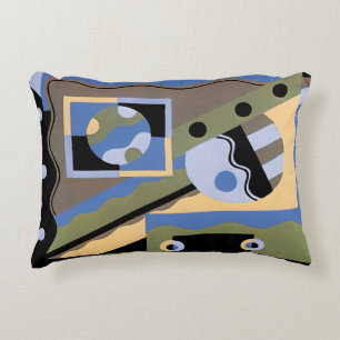 Vintage Art Deco Pochoir Jazz Cubism Pattern Decorative Pillow