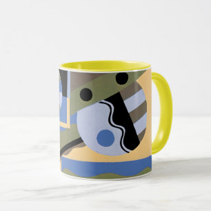 Vintage Art Deco Pochoir Jazz Cubism Pattern Mug