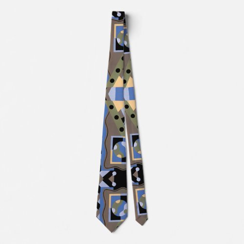 Vintage Art Deco Pochoir Jazz Cubism Pattern Neck Tie