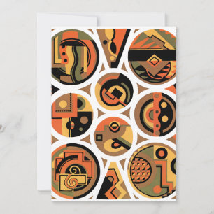 Vintage Art Deco Pochoir Jazz Geometric Circles