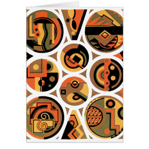 Vintage Art Deco Pochoir Jazz Geometric Circles Cards