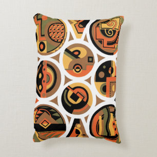 Vintage Art Deco Pochoir Jazz Geometric Circles Decorative Pillow