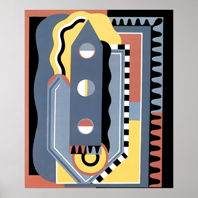 Vintage Art Deco Pochoir Jazz Geometric Patterns Poster (Front)