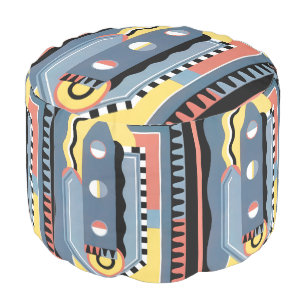 Vintage Art Deco Pochoir Jazz Geometric Patterns Pouf