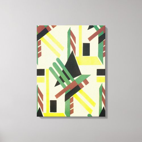 Vintage Art Deco Pochoir Jazz Geometric Shapes Canvas Print