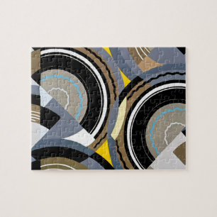 Vintage Art Deco Pochoir Jazz Geometric Shapes Jigsaw Puzzle
