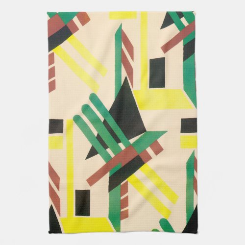 Vintage Art Deco Pochoir Jazz Geometric Shapes Kitchen Towel