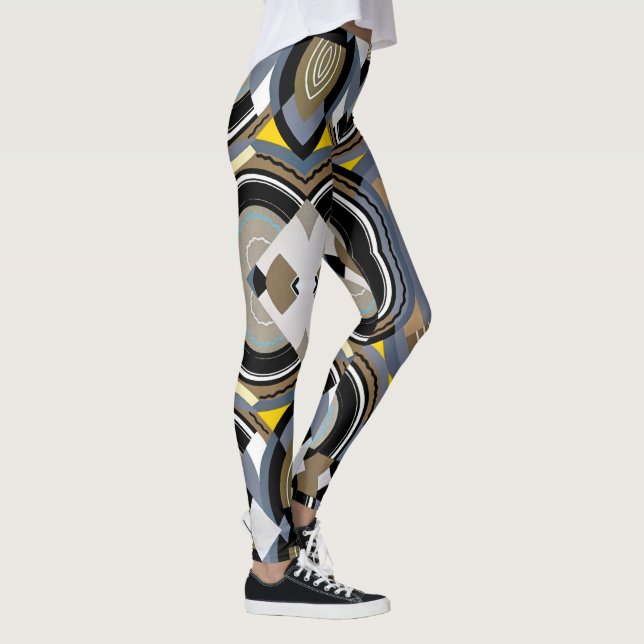 Vintage Art Deco Pochoir Jazz Geometric Shapes Leggings (Right)