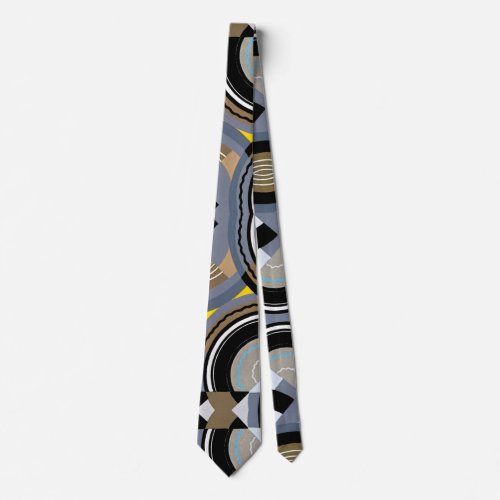 Vintage Art Deco Pochoir Jazz Geometric Shapes Neck Tie
