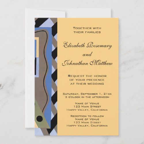 Vintage Art Deco Pochoir Jazz Pattern Wedding Invitation
