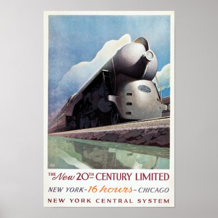 Vintage Art Deco Railroad Travel, 1938 Poster
