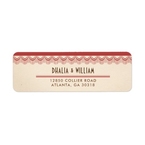 Vintage Art Deco Red Parchment Return Address Label