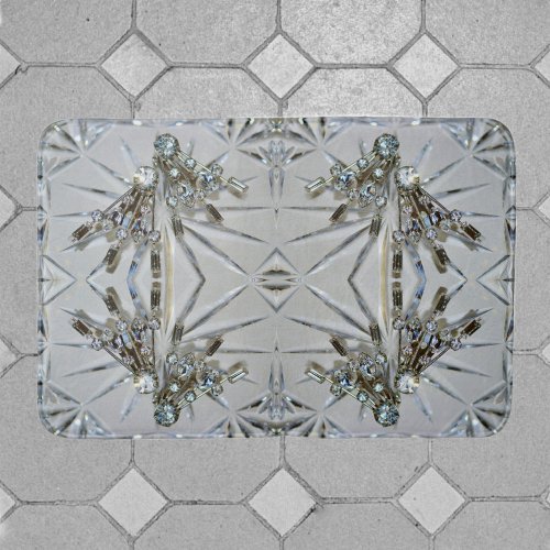 Vintage Art Deco Rhinestones Elegant Silvery Gray Bath Mat