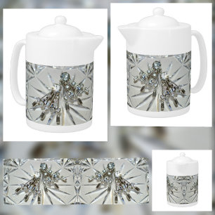 Vintage Art Deco Rhinestones Elegant Teapot
