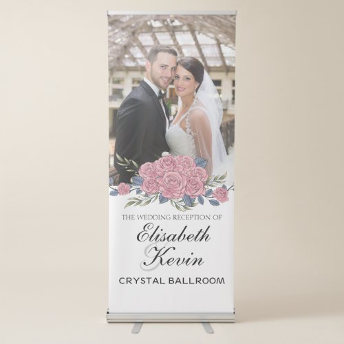 Vintage art deco roses golden frame wedding retractable banner