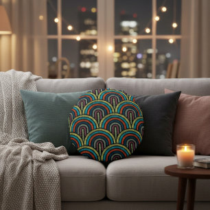 Vintage Art Deco Round Pillow