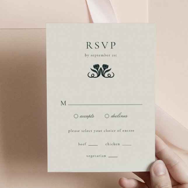 Vintage Art Deco RSVP with Meals Enclosure Card (Vintage Art Deco RSVP Card with Meal Choices)