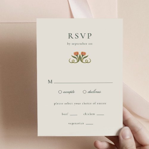 Vintage Art Deco RSVP with Meals Enclosure Card