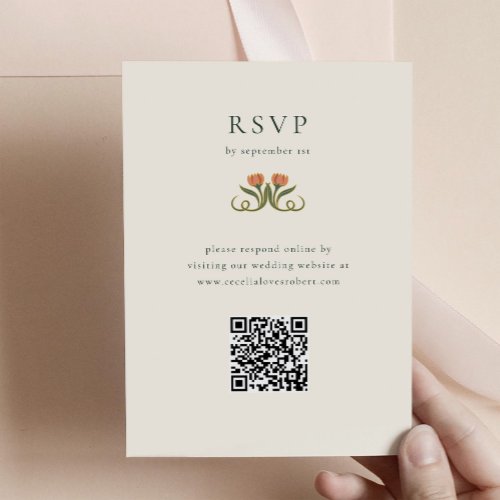 Vintage Art Deco RSVP with QR code Enclosure Card