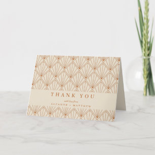 Vintage Art Deco Rust Custom Wedding Names Folded Letterpress Thank You Card