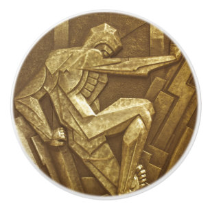 Vintage Art Deco Sculpture Furniture Ceramic Knob