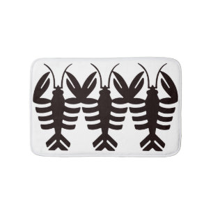 Vintage Art Deco Seafood, Lobster in Black Bath Mat
