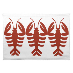 Vintage Art Deco Seafood, Lobster in Red Cloth Placemat