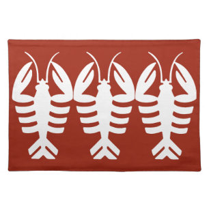 Vintage Art Deco Seafood, Lobster in White Cloth Placemat