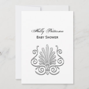 Vintage Art Deco Silver Plume Arabesque Invitation